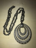 EXTRA LARGE SILVERTONE PENDANT with 25? LINK CHAIN