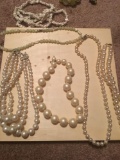 Lot of 6 pearl colored and white stone necklaces