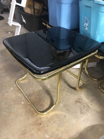 Pair of matching Black and Brass end tables