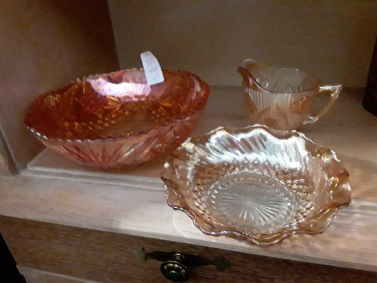 3 Pcs of Sparkling Carnival Glass