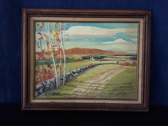 Small Scenic Landscape, Framed Painting, Signed Maxine Chesser '87