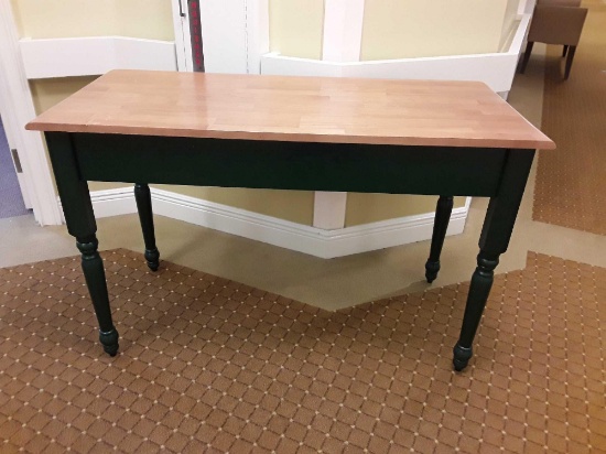 Modern Nice Desk/Table with Wood Top, Green Legs