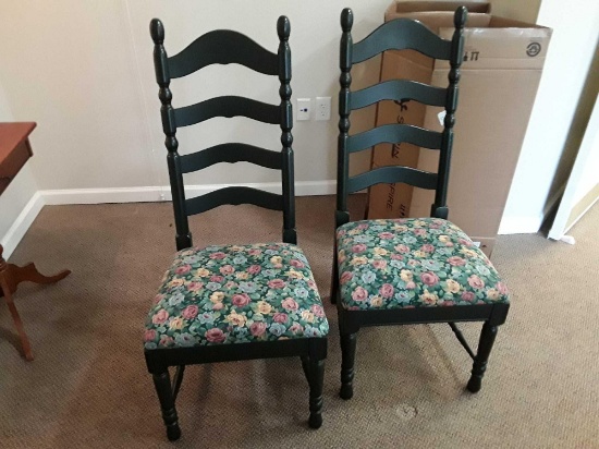 Pair of Cute Green High-backed Chairs