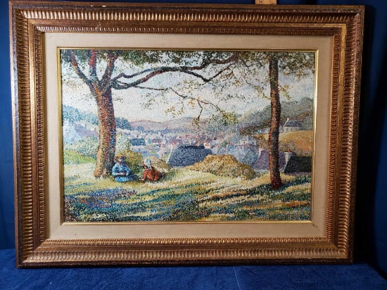 Medium Size Oil Painting w/ Vintage Molding, Countryside