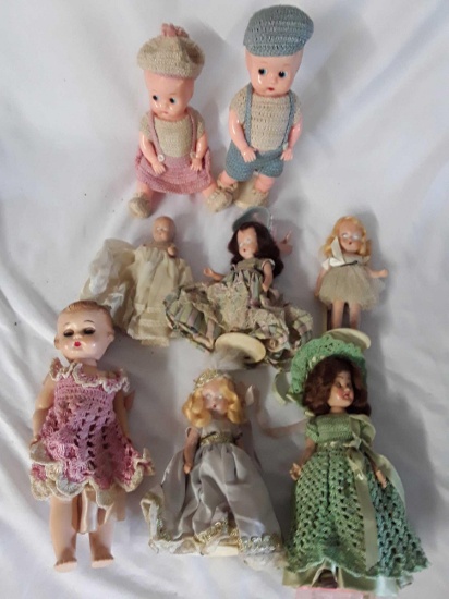 8 vintage baby dolls, including Heal and Nancy Ann StoryBook Dolls