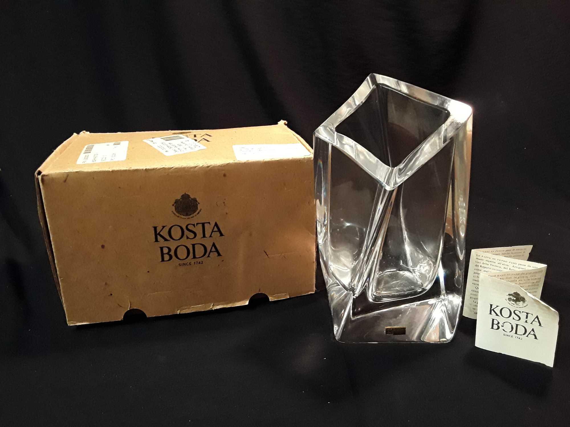 Vintage Kosta Boda Heavy Crystal Vase Signed Numbered By Goran