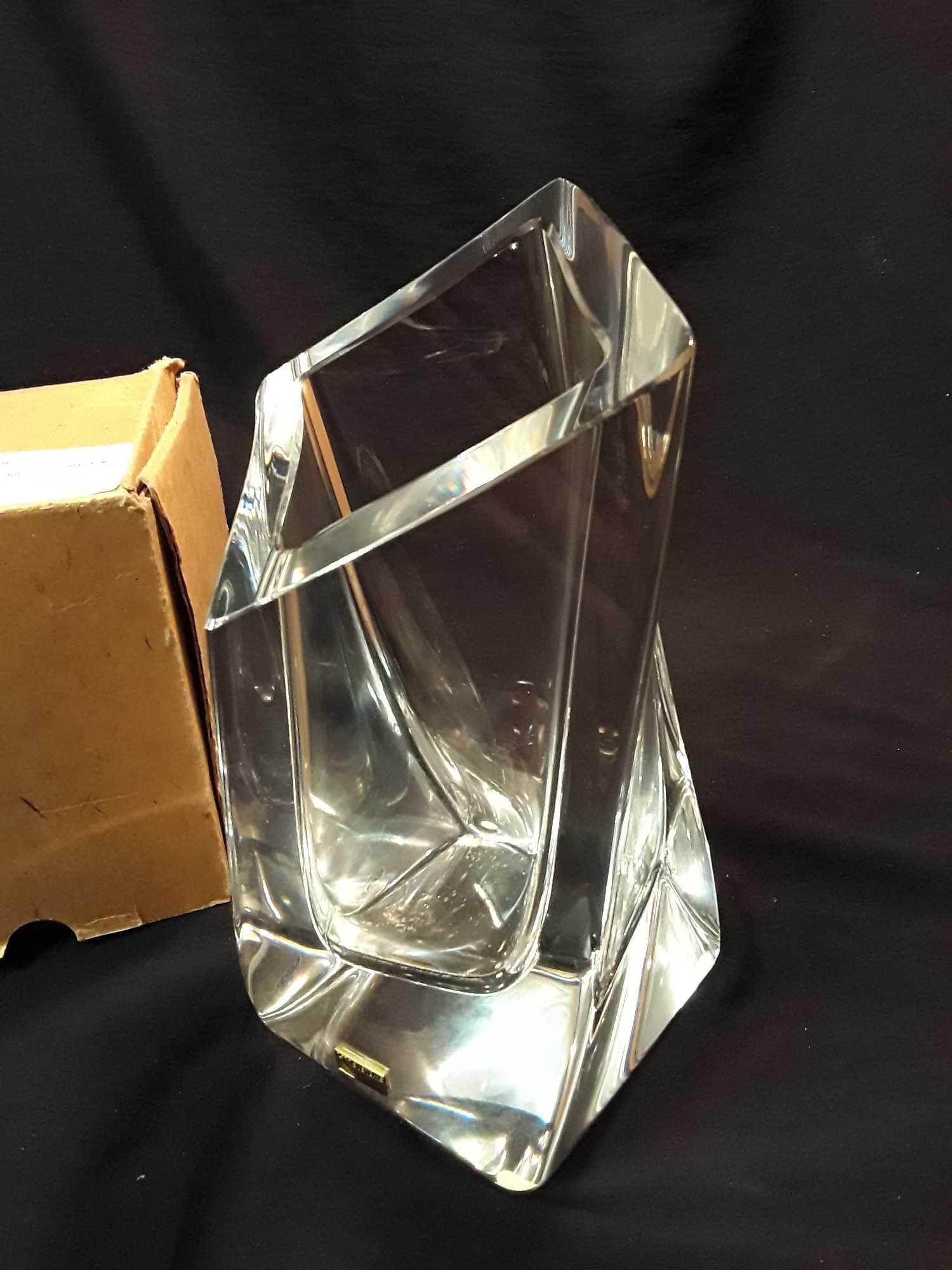 Vintage Kosta Boda Heavy Crystal Vase Signed Numbered By Goran