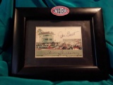 FRAMED PHOTO WITH ORIGINAL Signatures - Dragster - Dan Garret and Shirley Muldowney