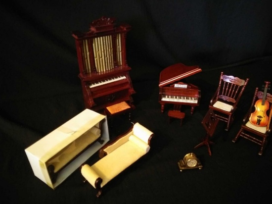 Absolutely Darling Doll House Furniture: Lounge with Organ, Grand Piano, Violin