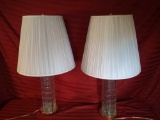 Pair of Metal and Glass Table Lamps, Medium-sized