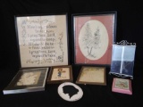 Vintage Framed Wall Art, Embroidery Sketch, Lovely