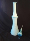 Very Large Baby Blue Art Glass Decanter with Stopper