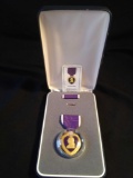 Un-named Purple Heart Award in Display Box with Ribbon and Bars