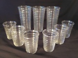 9 Pc Lot of Midcentury Ribbed Drinking and Juice Glasses