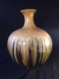 Colorful Earthy-Tone Wide Bottom Pottery Vase