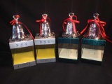 (4) Towle Silversmiths Silver Plated Christmas Bell Ornament Year 1992, 1993, 1997, 1998