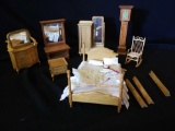Absolutely Darling Doll House Furniture: Light Wood Bed Set and Others