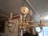 Golden Metal and Glass Chandelier