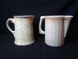 2 Pottery Pitchers, Light-colored, Including West Germany