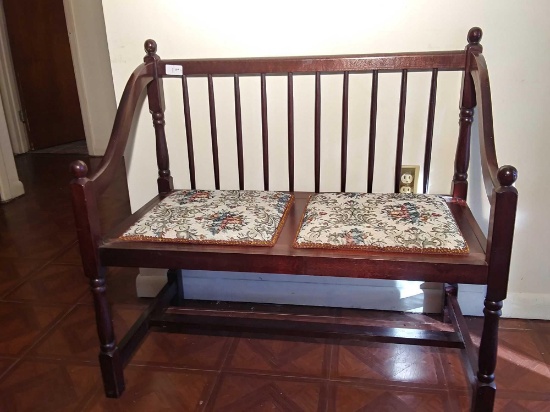 Antique/Vintage Wooden Bench with Double Pads