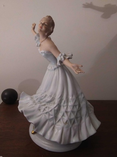 Vintage Wallendorf Dancing Woman Figurine in Long Gown. Made in Germany