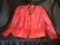 Ladies 15W leather jacket by Newport News and Ruby Red button-up blouse, size 14