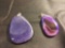 (2) Purple Smooth Stone Teardrop-shaped Pendants