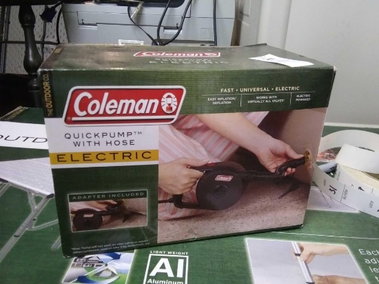 Coleman quick pump with hose, electric, adapter included