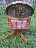 Vintage Cane Back, Wooden Adjustable Captain-style Office Chair