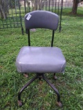 Very vintage! Old Steelcase rolling office chair, gray padding with adjustable back support