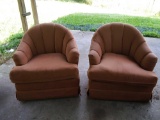 Pair of Powder Peach, Comfy Vintage, Padded Bassett Rocking Arm Chairs