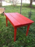 Adorable Bright Red 4 Slat Wooden Table