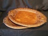 Pair of Ornate Faux Wood Trays By Southern Living