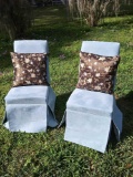 Pair of Lovely Baby Blue Padded Dinning Chairs, His and Hers