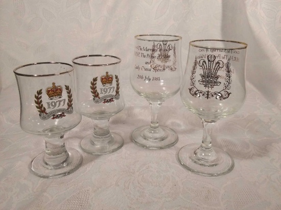 (2) Pairs of Royal Commemorative Toasting Glasses!