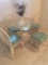 White Bamboo glass top dinette set with chairs