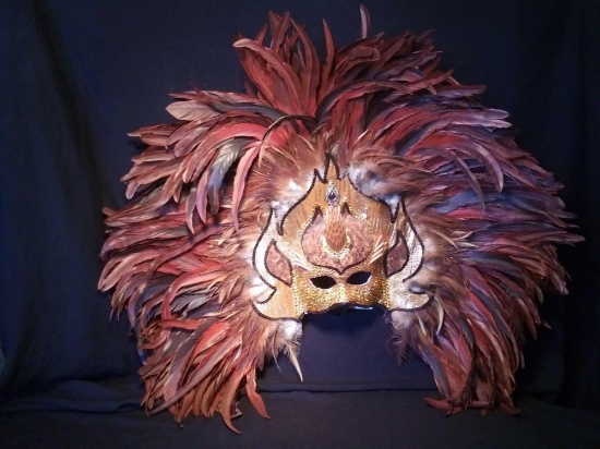 Custom Handmade Mardi Gras Mask, by N.O. Madness Masks "Burning India"