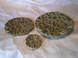 3 Pc Freeform Pottery Dishes