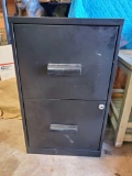 Small Black 2 Drawer Filing Cabinet with Contents