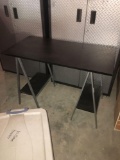 Black laminate and metal shop table