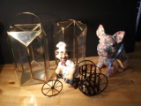 4 Pc Decor Lot with Vintage Piggy and Chef On Bike