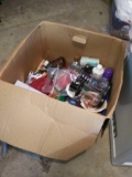 Large box of personal care products including lots of loose makeup