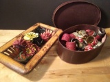 2 Baskets, Beautiful Napkin Rings, Metal and Other