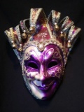 Custom Handmade Mardi Gras Mask, Purple Jester