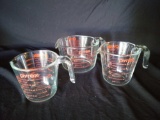 3 Pyrex Glass Measuring Cups, (2) 2 Cups, (1) 4 Cup