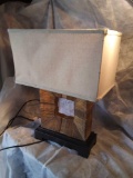 Heavy Unique Table Lamp with Rectangular Canvas Shade