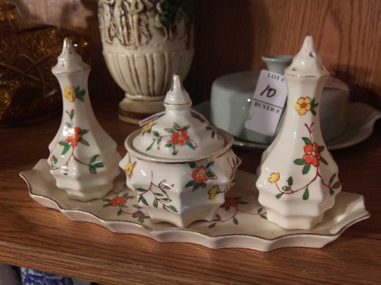 Lovely Petite Hand painted Condiment Tray and Set