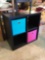 Black 4 Cubby Cube Stand with Cloth Boxes