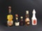 (5) OLD Assorted Glass MINI Liquor Bottles, some with contents. CAN NOT BE SHIPPED