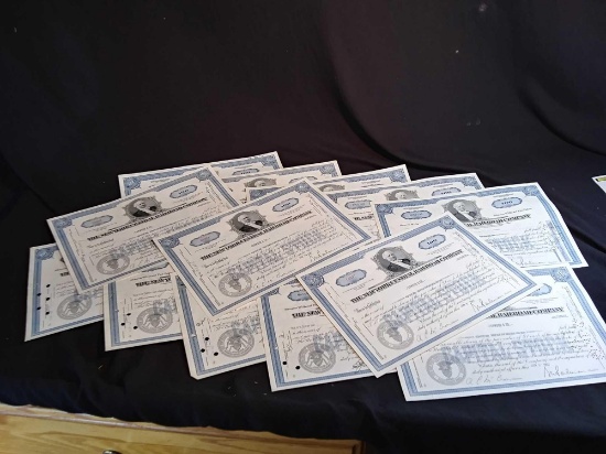 (13) Old Stock Certificates, Mostly 100 Shares